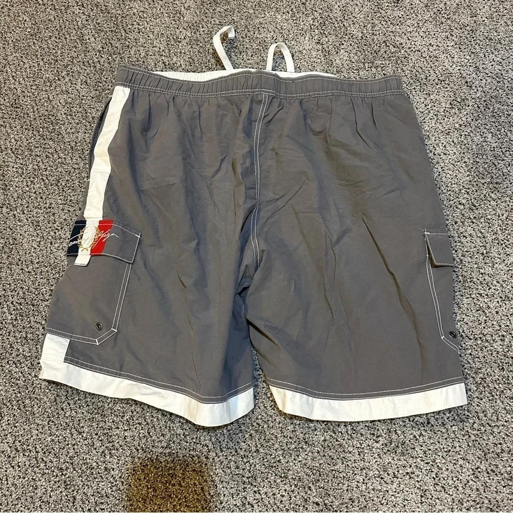 TOMMY HILFIGER XXL Gray Swim Trunks Bathing Suit Tommy Logos NWT R $42